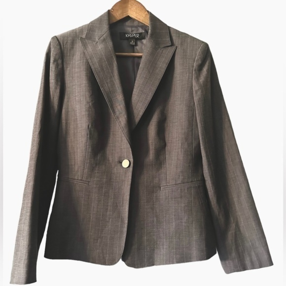 Kasper Blazer - Womens Size 10 - Dark Gary Pinstripe